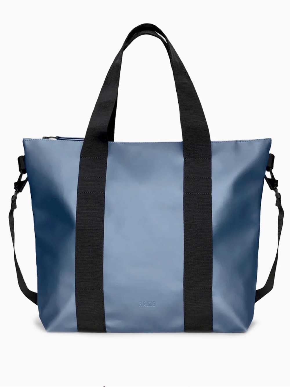 Rains Mini Blue Tote with Black Straps
